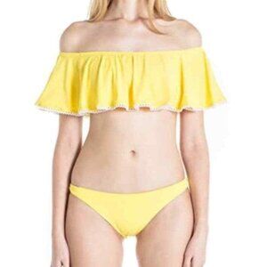 Sauipe Women's Ruffle Bikini Swimsuit Size Medium Yellow NWT